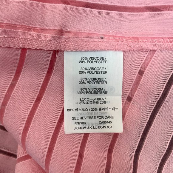 J. Crew Top 2 Pink Semi-Sheer Striped Short Sleeve Blouse Women's - Picture 11 of 11
